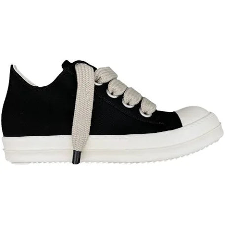 Rick Owen Black Jumbo Lace Low Sneakers